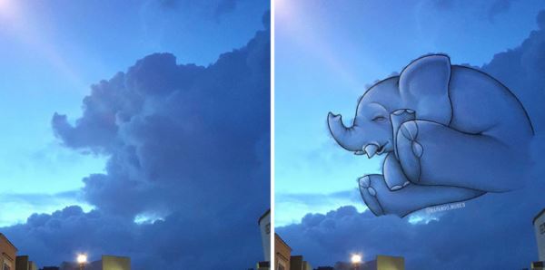 Художница создаёт рисунки, вдохновлённые формами облаков (23 фото)