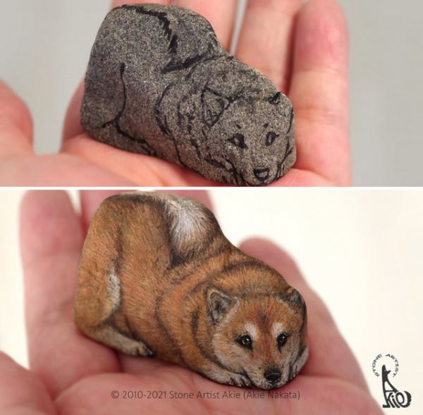 Японская художница продолжает оживлять камни, превращая их в очаровательных животных (33 фото)